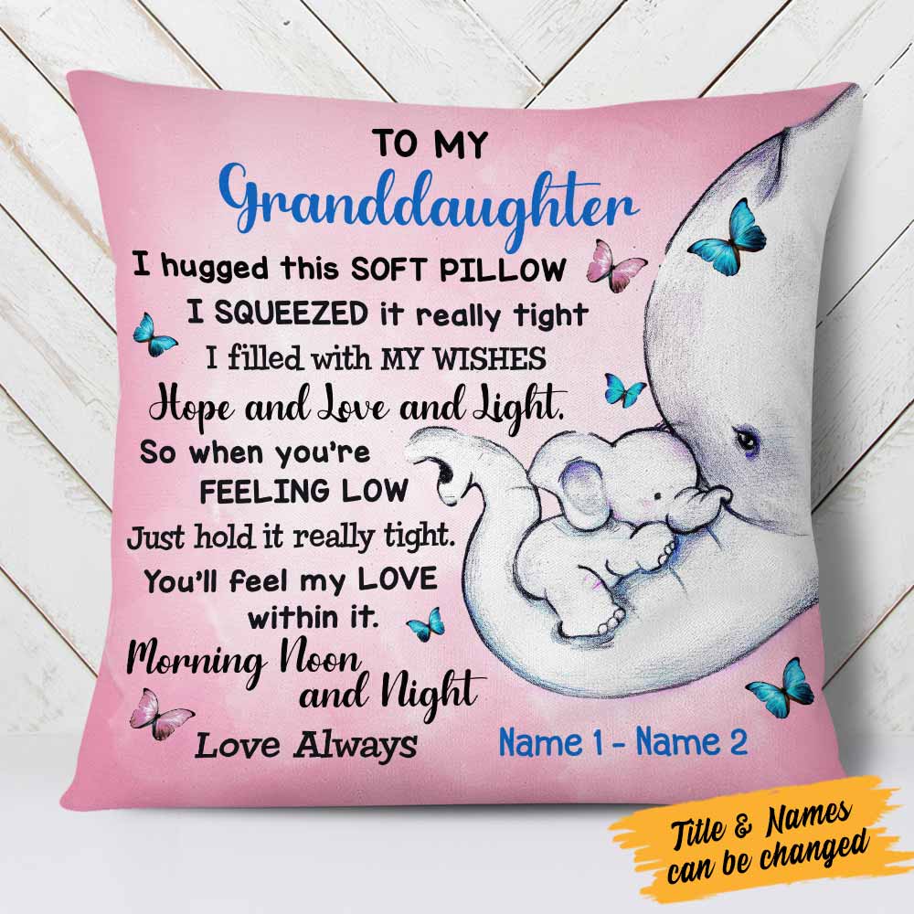 Personalized Granddaughter Elephant Pillow