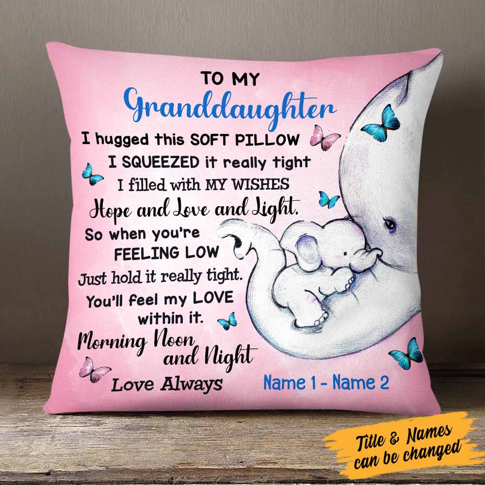 Personalized Granddaughter Elephant Pillow