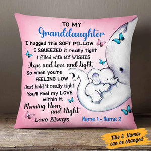 Personalized Granddaughter Elephant Pillow