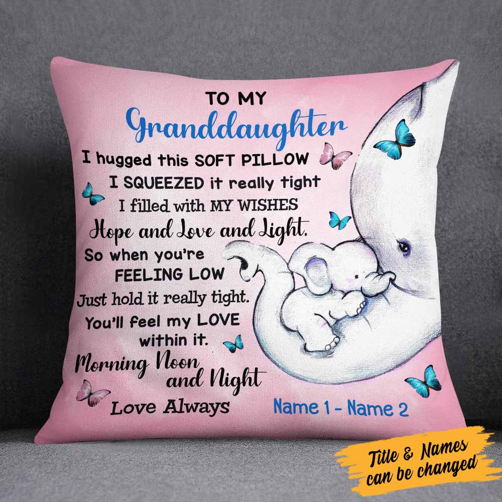 Personalized Granddaughter Elephant Pillow
