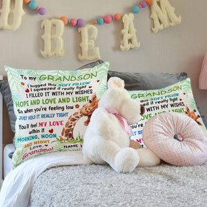 Personalized Granddaughter Grandson Giraffe Hug This Pillow