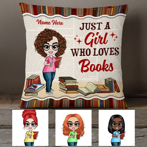 Personalized Girl Loves Books Pillow