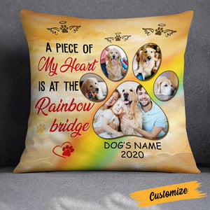 Personalized Dog Memo Photo Rainbow Bridge Pillow