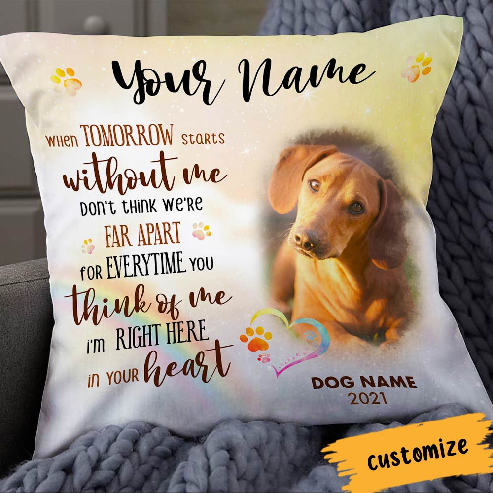 Personalized Dog Memo Photo In Your Heart Pillow