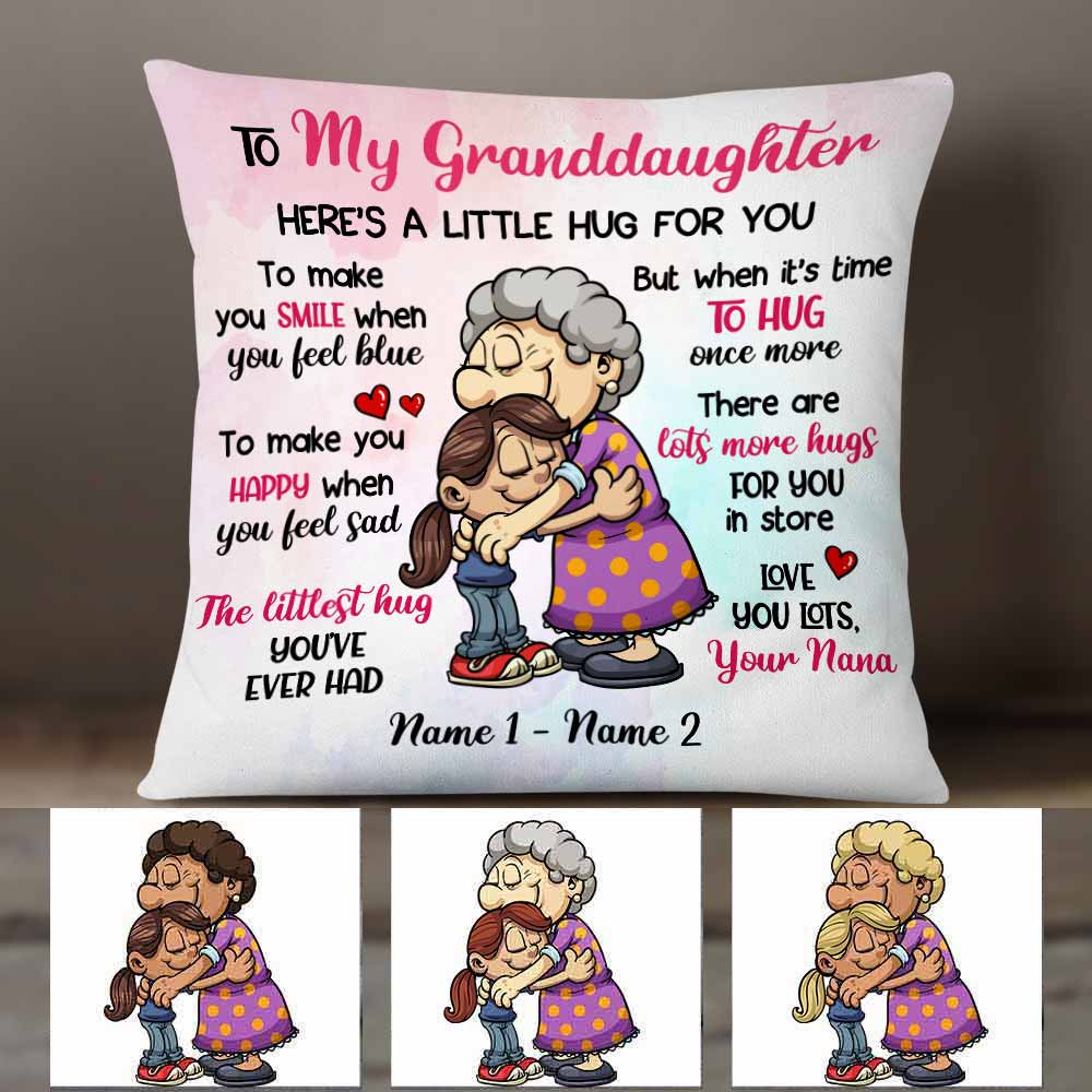 Personalized Mom Grandma Granddaughter Daughter Hug For You Pillow
