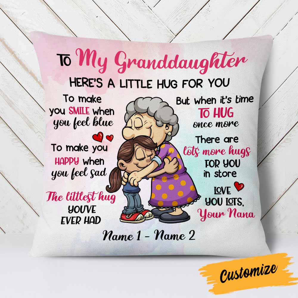 Personalized Mom Grandma Granddaughter Daughter Hug For You Pillow