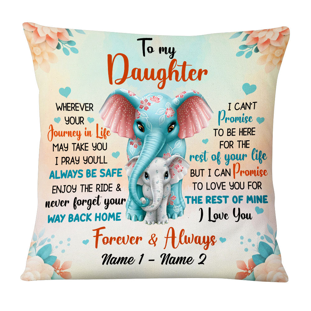 Personalized Mom Grandma Daughter Granddaughter Elephant Pillow