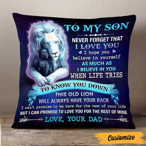 Personalized Dad Grandpa To My Son Grandson Lion Pillow
