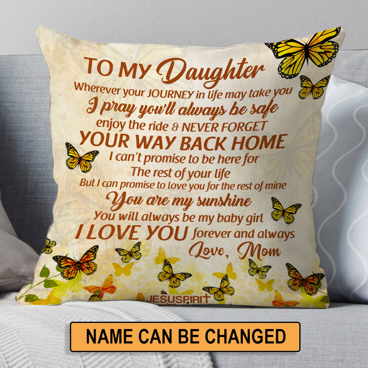 You're My Sunshine - Personalized Granddaughter Daughter Butterfly Pillow