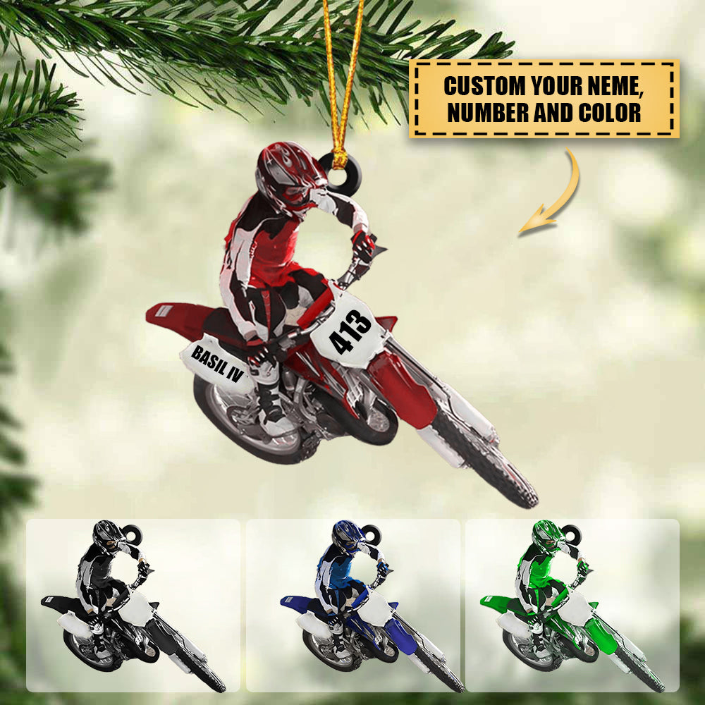 PERSONALIZED MOTOCROSS DIRT BIKE Christmas Ornament