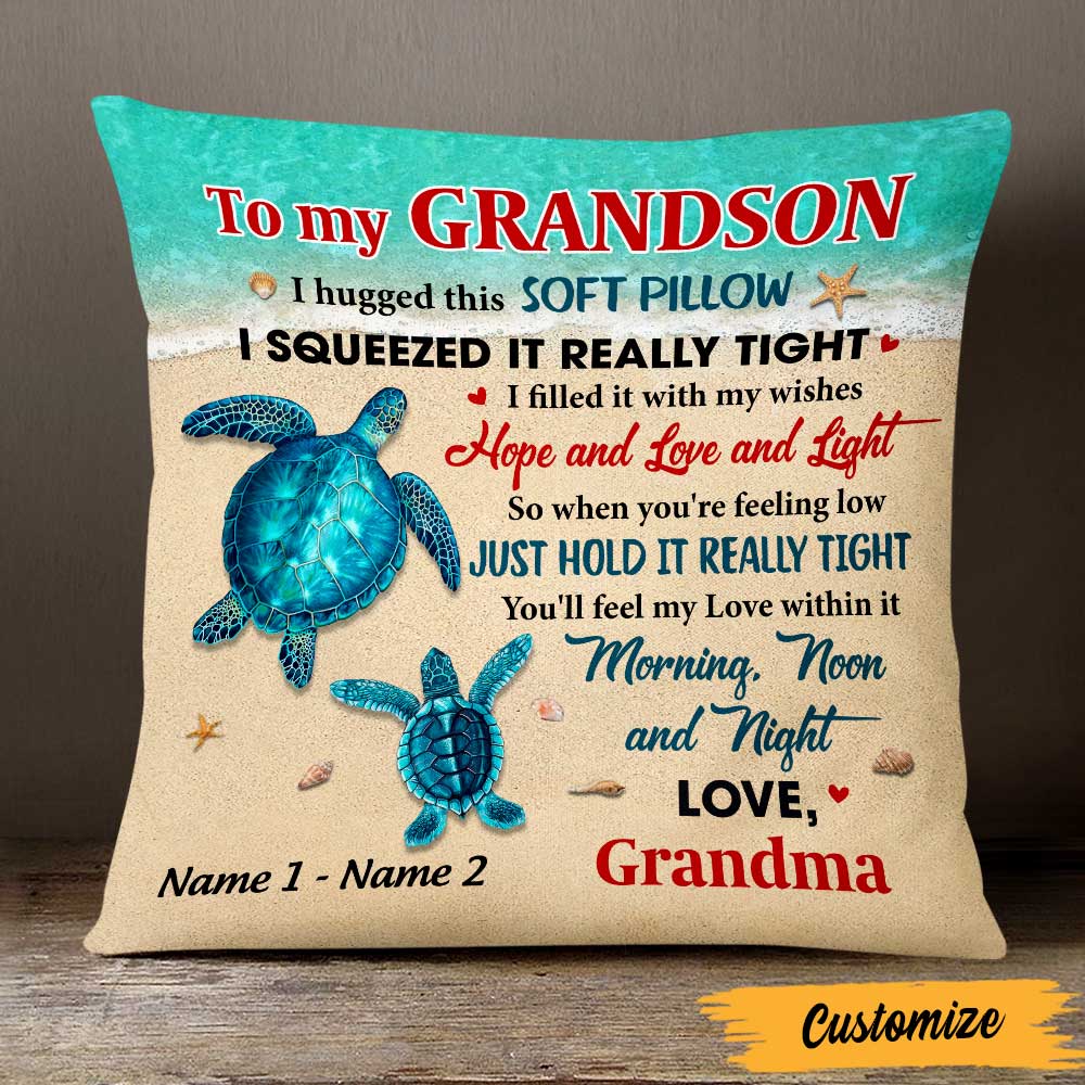 Personalized Mom Grandma Son Grandson Turtle Pillowcase