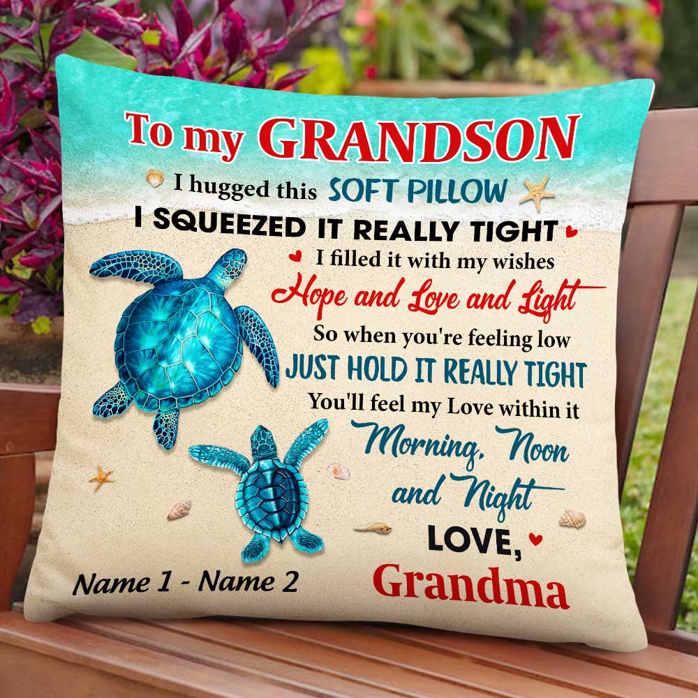 Personalized Mom Grandma Son Grandson Turtle Pillowcase