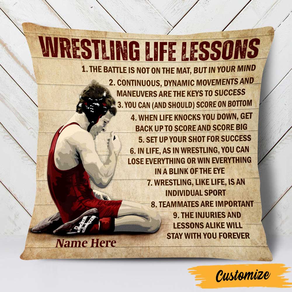 Personalized Wrestling Life Lessons Rectangle Pillow DB251 85O47