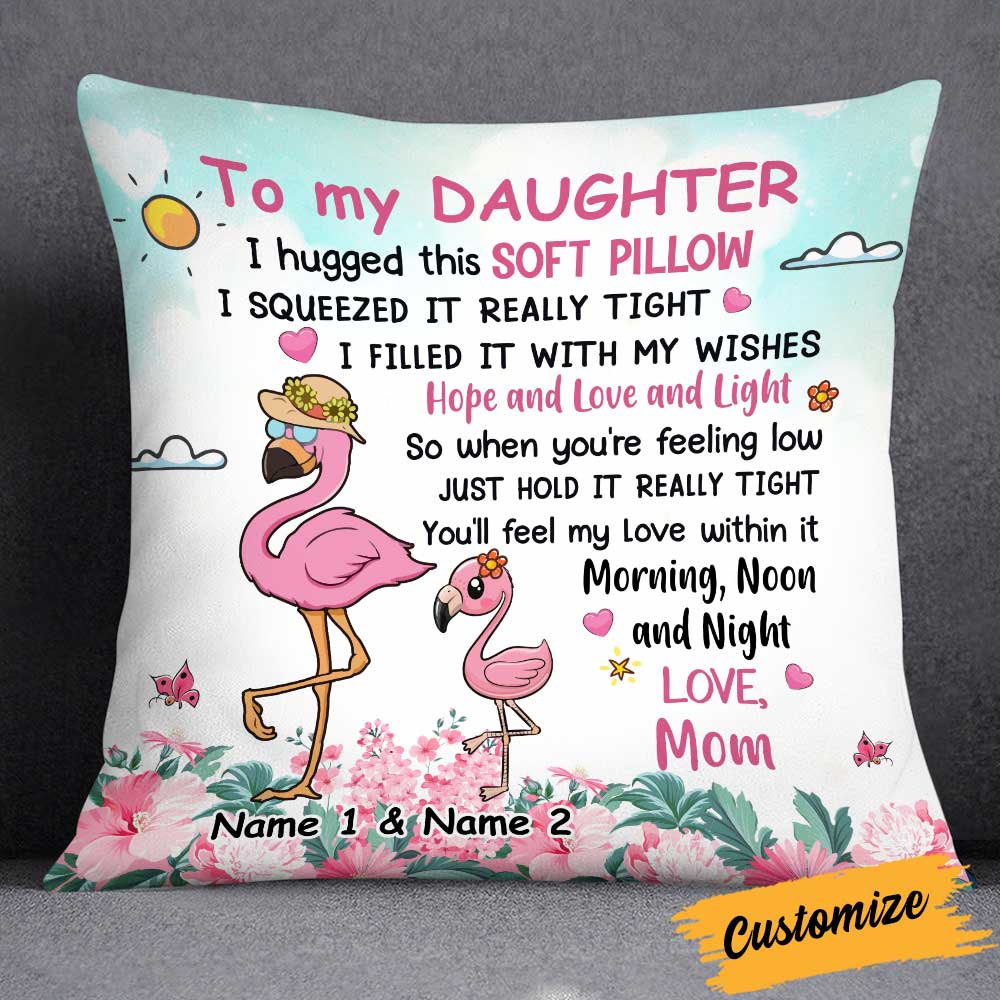 Personalized Flamingo Son Daughter Granddaughter Hug This Pillow