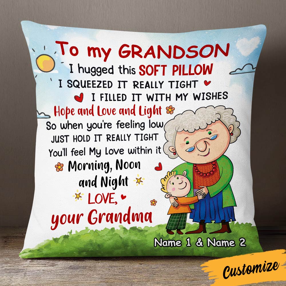 Personalized Mom Grandma Son Grandson Pillow