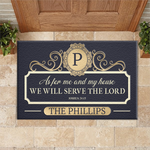 Personalized Elegant Family Home Serve The Lord Doormat