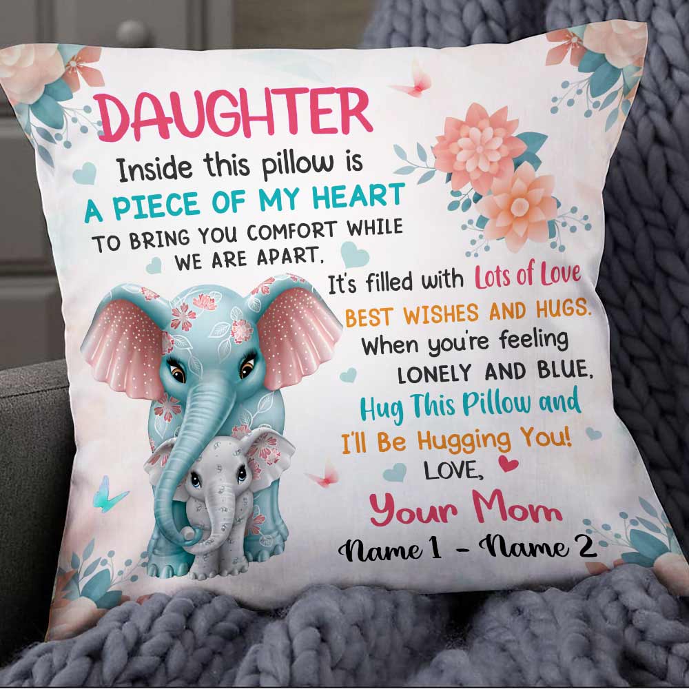 Personalized Elephant Daughter Granddaughter From Mom Grandma Pillow