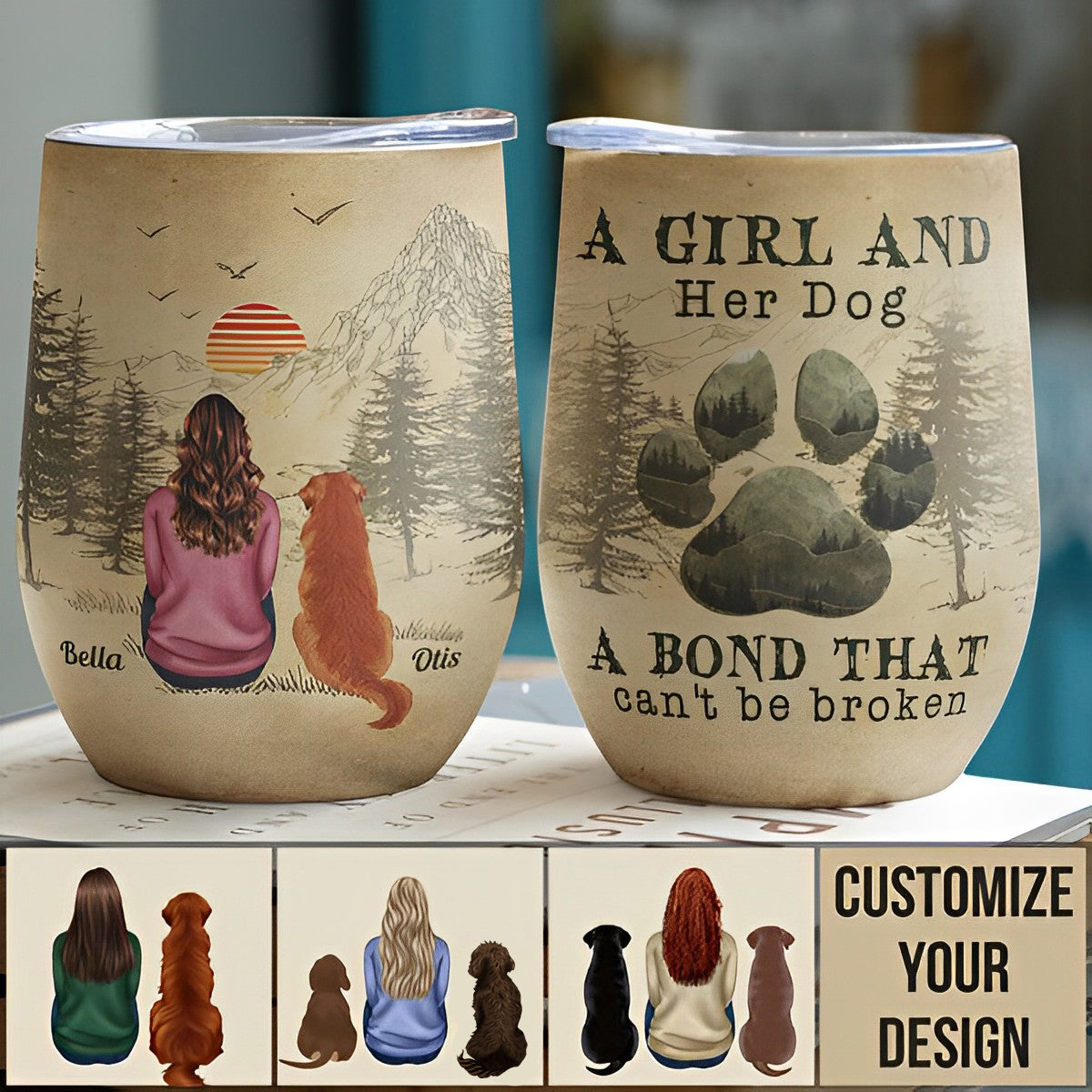 A Girl And Her Dog - Personalized Wine Tumbler - New Year Birthday Gift For Dog Lovers, Dog Mom