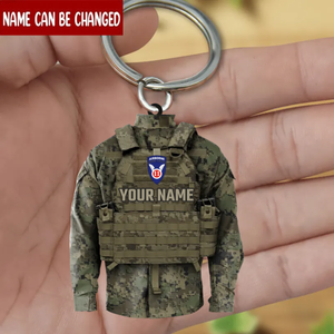 Army Veteran Custom Keychain Division and Name Personalized Gift