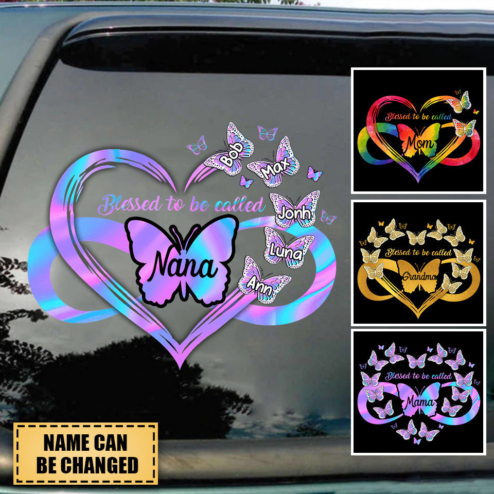 Personalized Blessed To Be Called Grandma Butterfly Heart Decal