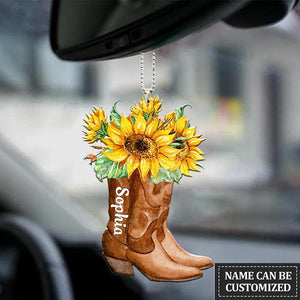 Cowgirl Boots With Sunflowers Ornament