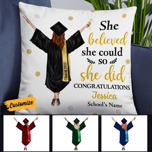 Personalized Graduation Girl She Did It Pillowcase