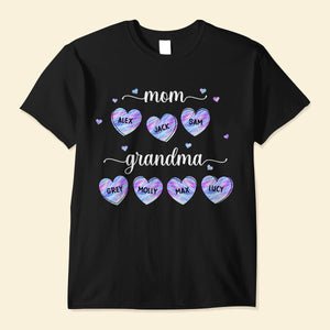 Mom Grandma Hologram Sweet Heart Personalized T-Shirt