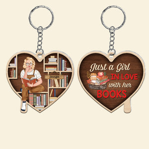 Just A Girl In Love With Her Books-Personalized Keychain- Gift For Book Lover- Book Lover Keychain