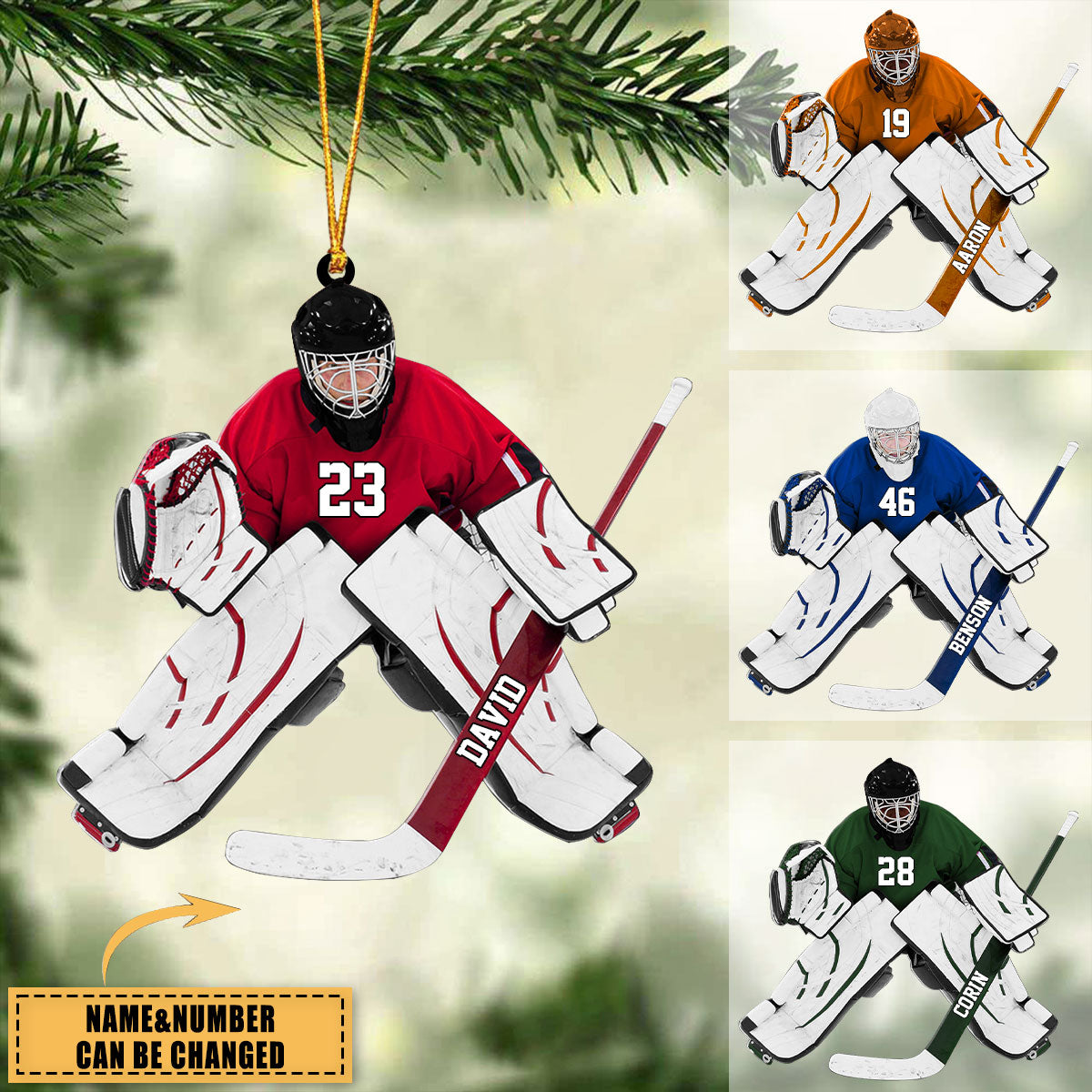 Hockey Goalie , Personalized Ornament, Christmas Tree Decor