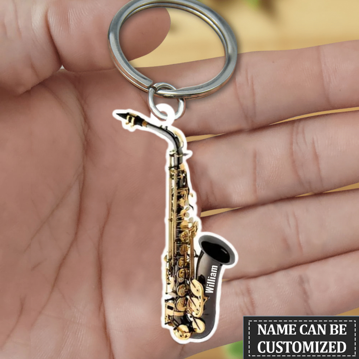 Saxophone Personalized Flat Acrylic Keychain
