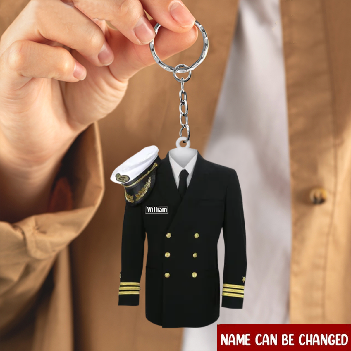 Navy Uniform Personalized Acrylic Keychain