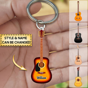Personalized Guitar Acrylic Keychain-Great Gift Idea For Guitar Lover