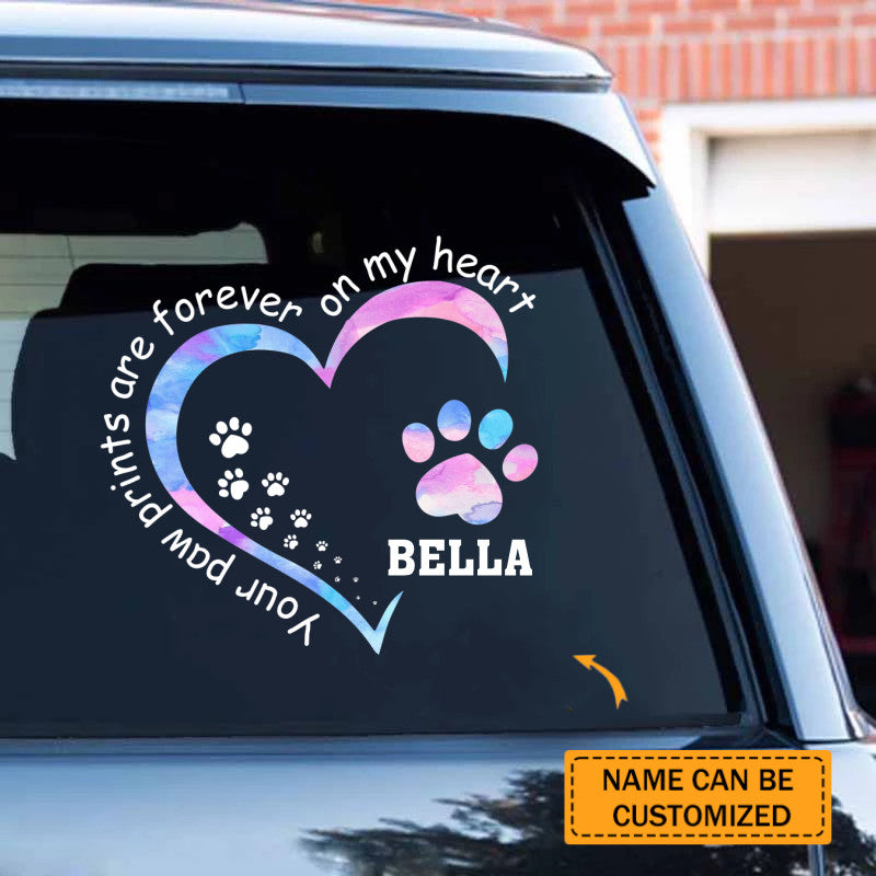 Personalized Your Paw Prints Are Forever On My Heart Decal