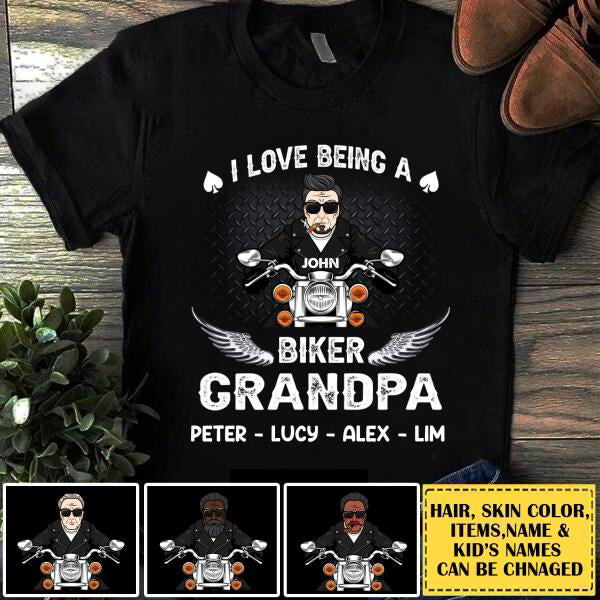 Personalized Biker Grandpa Tshirt