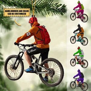 Personalized Mountain Biking Ornament, Custom Name Acrylic Flat  Ornament For Biker