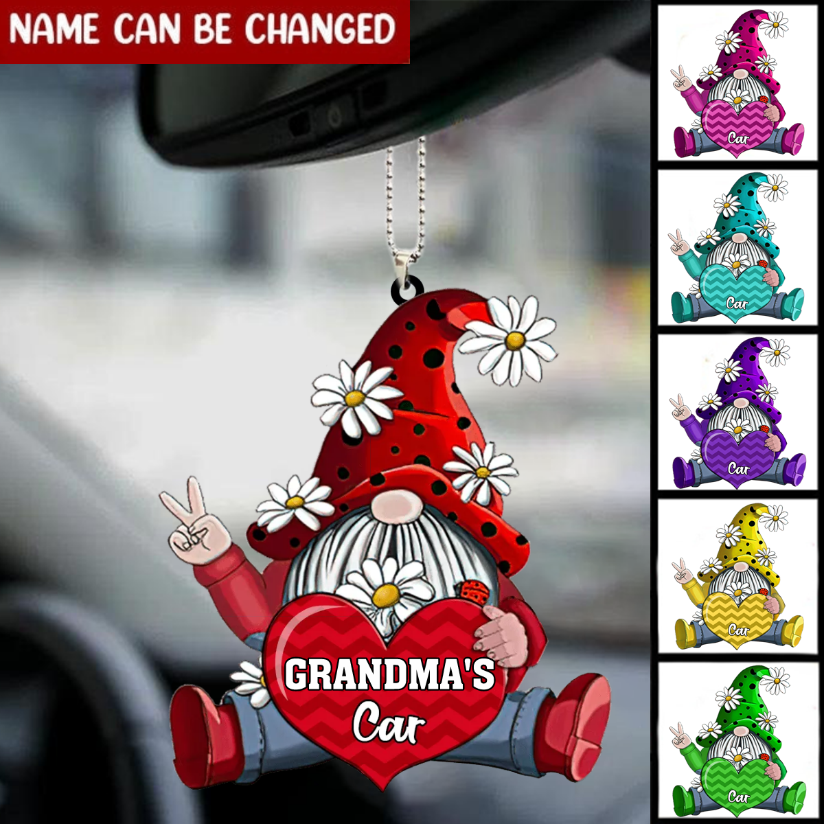 Doll With Hearts Personalized Shaped Car Acrylic Ornament