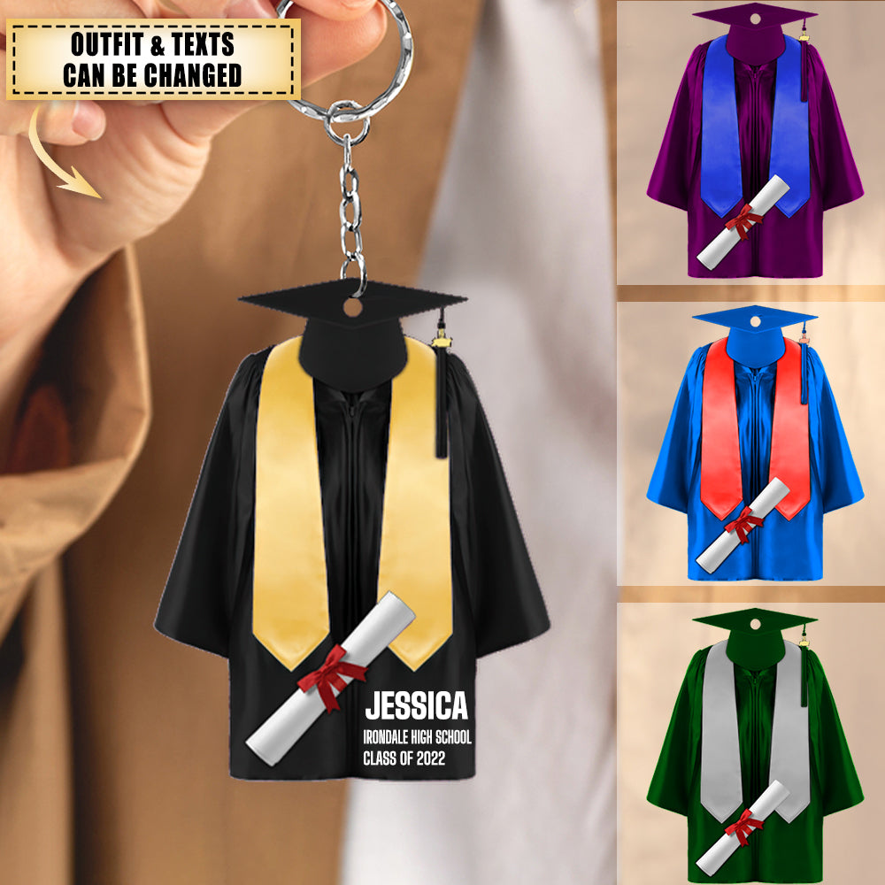Graduation Gown, Personalized Keychain, Graduation Gift