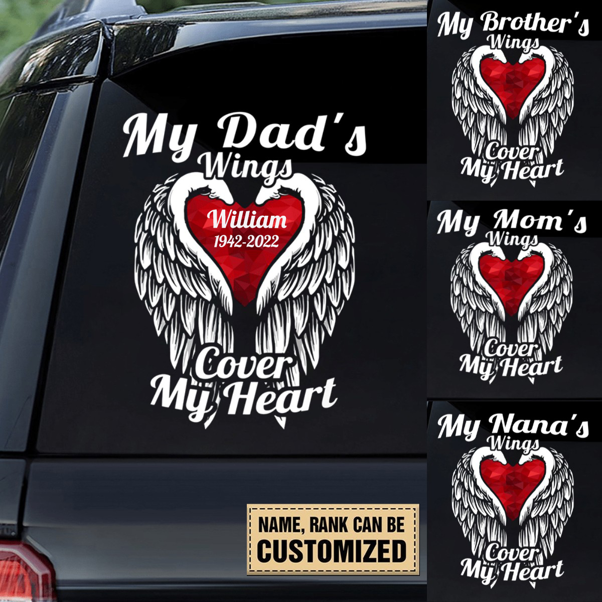 Personalized My Angel's Wings Cover My Heart Decal