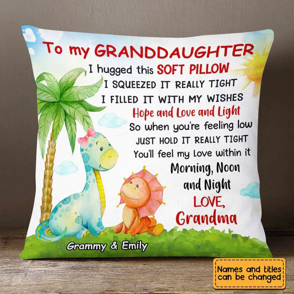 Personalized Hug This Dinosaur Granddaughter Pillow