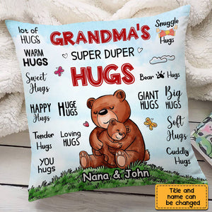 Personalized Grandma Super Duper Hugs Pillow