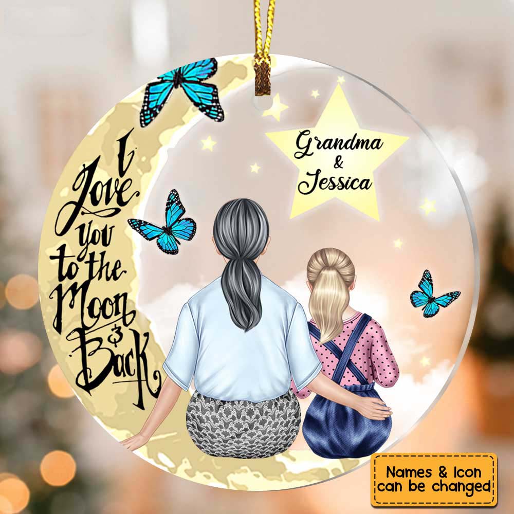 Grandma Love You To The Moon And Back Acrylic Circle Ornament
