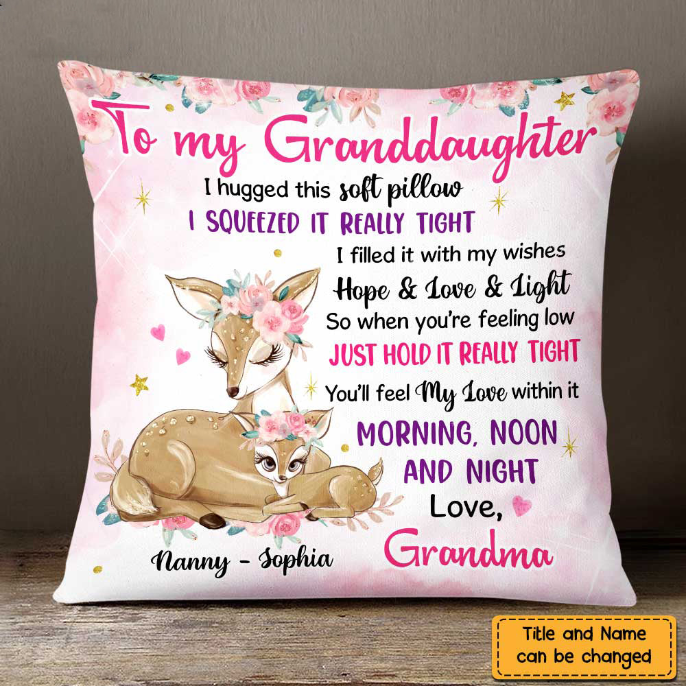 Personalized Granddaughter Deer Hug This Pillow