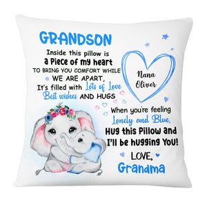 Personalized Elephant Grandson Pillow