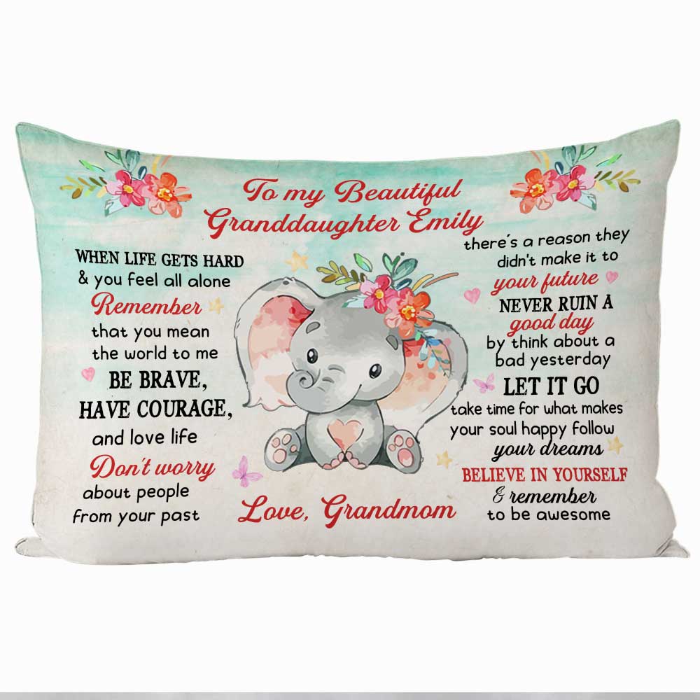 Personalized To My Beautiful Granddaughter Elephant Rectangle Pillow OB81 36O34