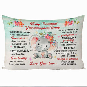 Personalized To My Beautiful Granddaughter Elephant Rectangle Pillow OB81 36O34