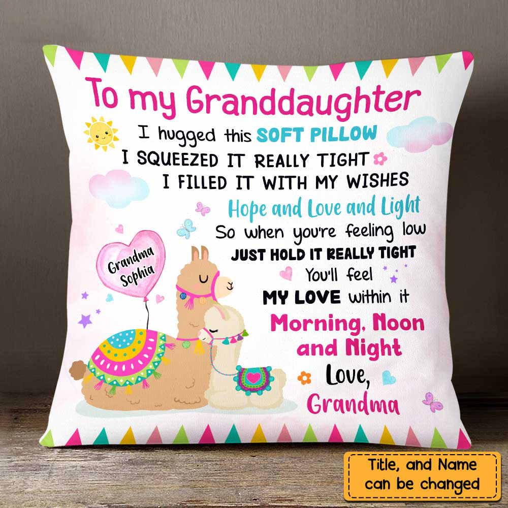 Personalized To My Granddaughter Llama Hug This Pillow