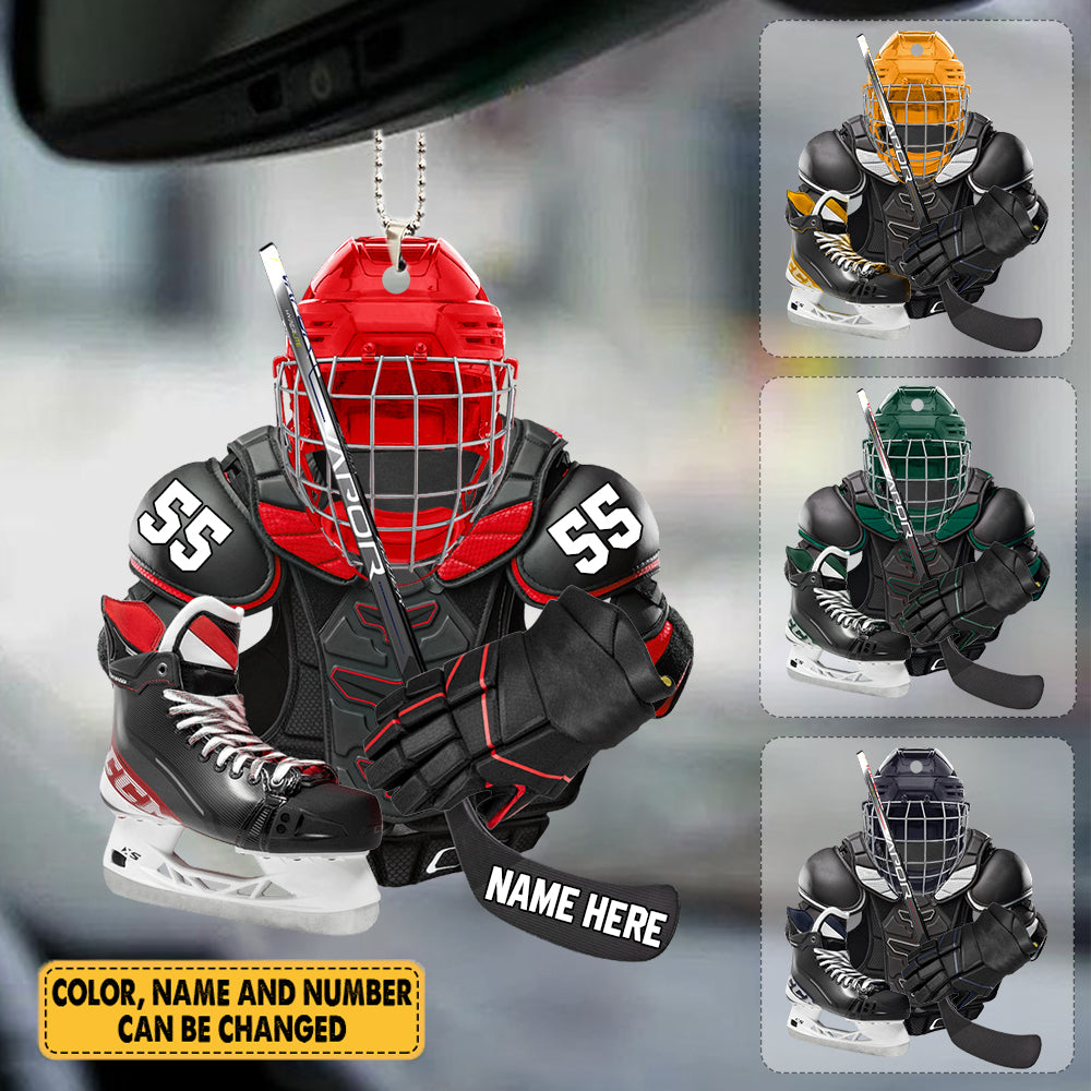 Personalized Hockey Equipment Acrylic Car Ornament Gift for Hockey Lover Hockey Players