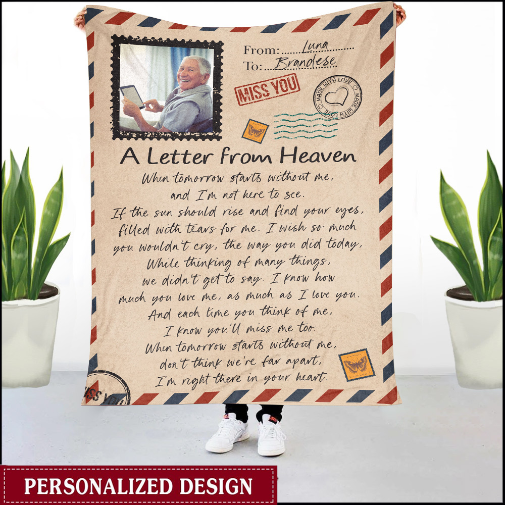 (Photo Inserted) A Letter From Heaven - Personalized Blanket - Loving Gift For Family Members With Lost One