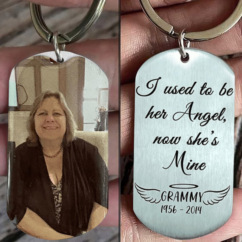 I Used To Be His Her Angel, Personalized Keychain, Memorial Gifts, Custom Photo
