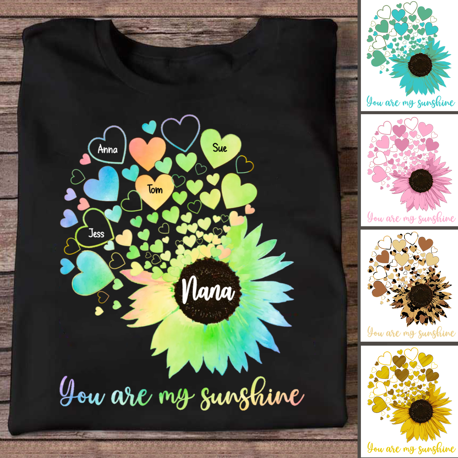 Family - You are My Sunshine Grandma/Mom - Personalized Unisex T-Shirt